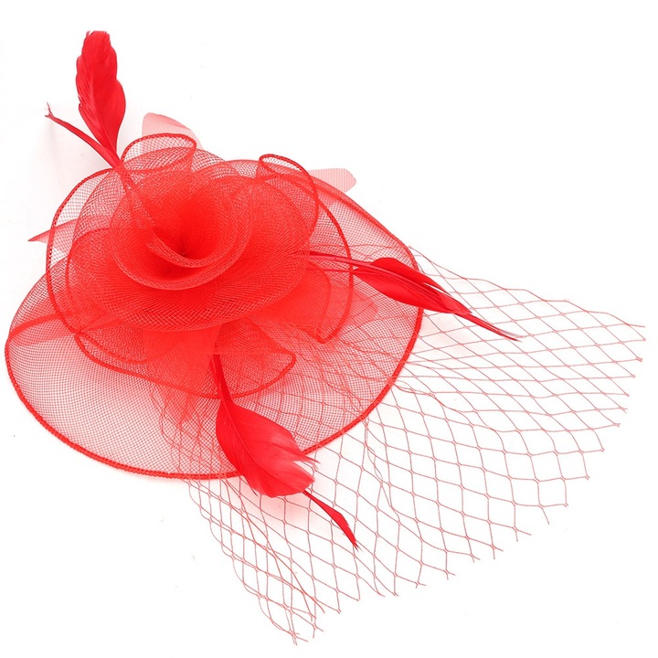 Palarie vintage, tifon, 24 x 27 cm, rosu