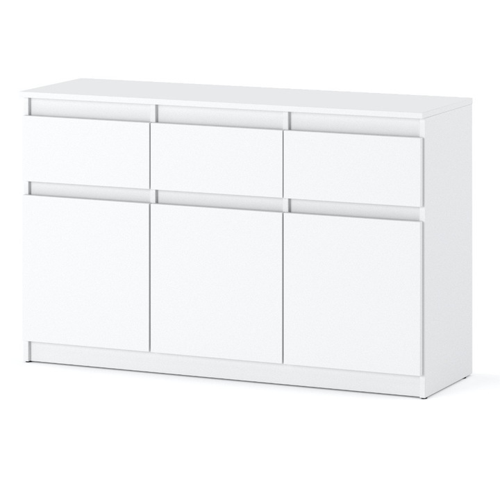 Comoda fiabila cu 3 usi si 3 sertare Culoare Alb Mat