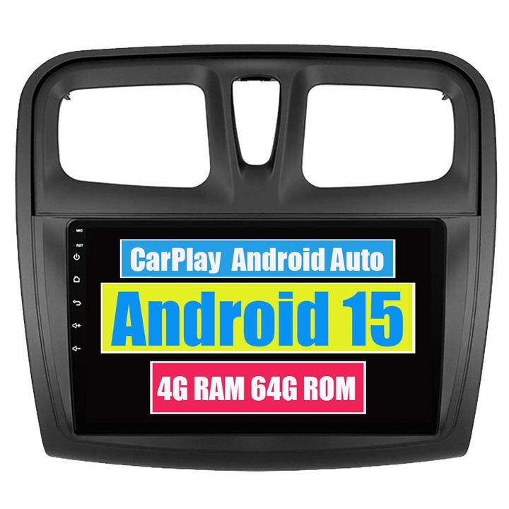 Navigatie GPS pentru Renault Logan 2 2012-2022 Sandero 2 2013-2022 CarPlay Android Auto Stereo Radio Bluetooth 4GB RAM, 64GB ROM