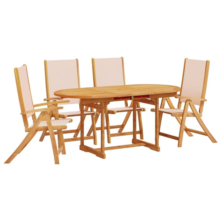 Set mobilier de gradina vidaXL, 5 piese, lemn masiv acacia/textilena, 32.2 kg 3279280