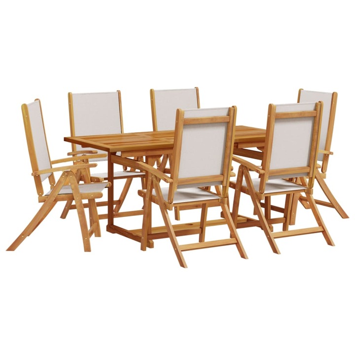 Set mobilier de gradina vidaXL, 7 piese, lemn masiv acacia/textilena, 35.8 kg 3279297