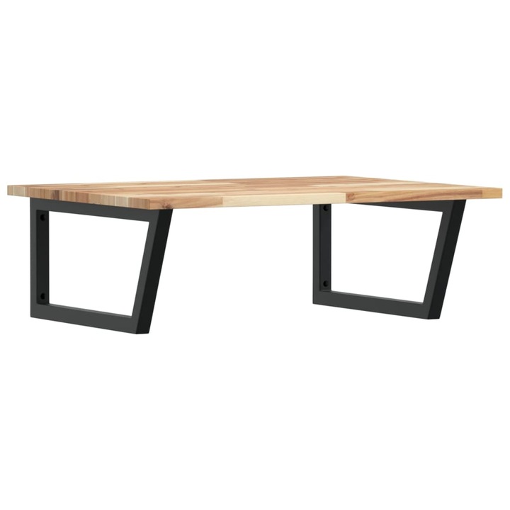 Raft pentru lavoar montat pe perete vidaXL, otel si lemn masiv acacia, 10.56 Kg, Trapez