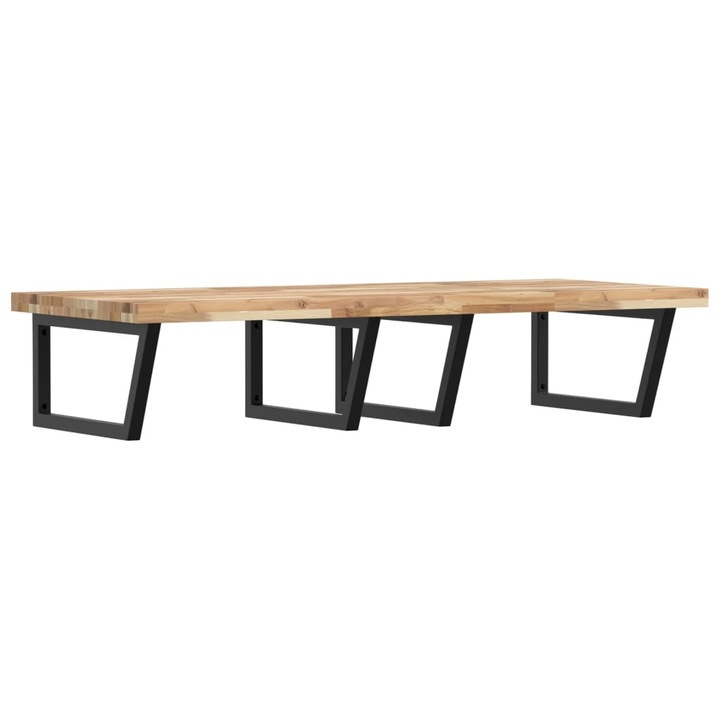 Raft pentru lavoar montat pe perete vidaXL, otel si lemn masiv acacia, 21.36 Kg, Trapez