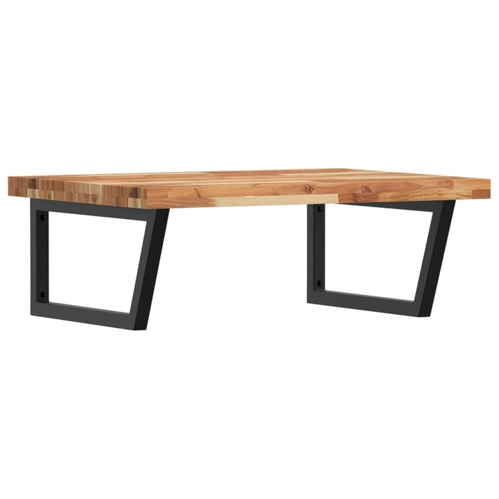 Raft pentru lavoar montat pe perete vidaXL, otel si lemn masiv acacia, 15.36 Kg, Trapez