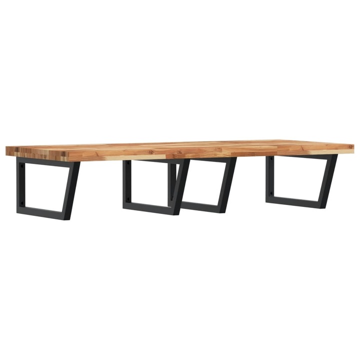 Raft pentru lavoar montat pe perete vidaXL, otel si lemn masiv acacia, 21.36 Kg, Trapez