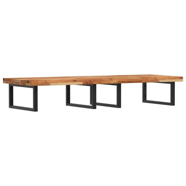Raft pentru lavoar montat pe perete vidaXL, otel si lemn masiv acacia, 21.96 Kg, Dreptunghiular