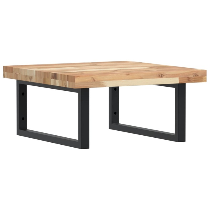 Raft pentru lavoar montat pe perete vidaXL, otel si lemn masiv acacia, Dreptunghiular, 9.66 Kg