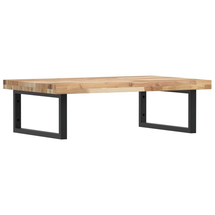 Raft pentru lavoar montat pe perete vidaXL, otel si lemn masiv acacia, 10.76 Kg, Dreptunghiular