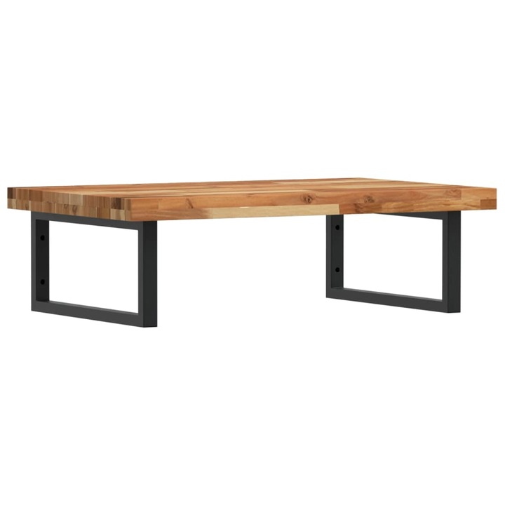 Raft pentru lavoar montat pe perete vidaXL, otel si lemn masiv acacia, 13.56 Kg, Dreptunghiular