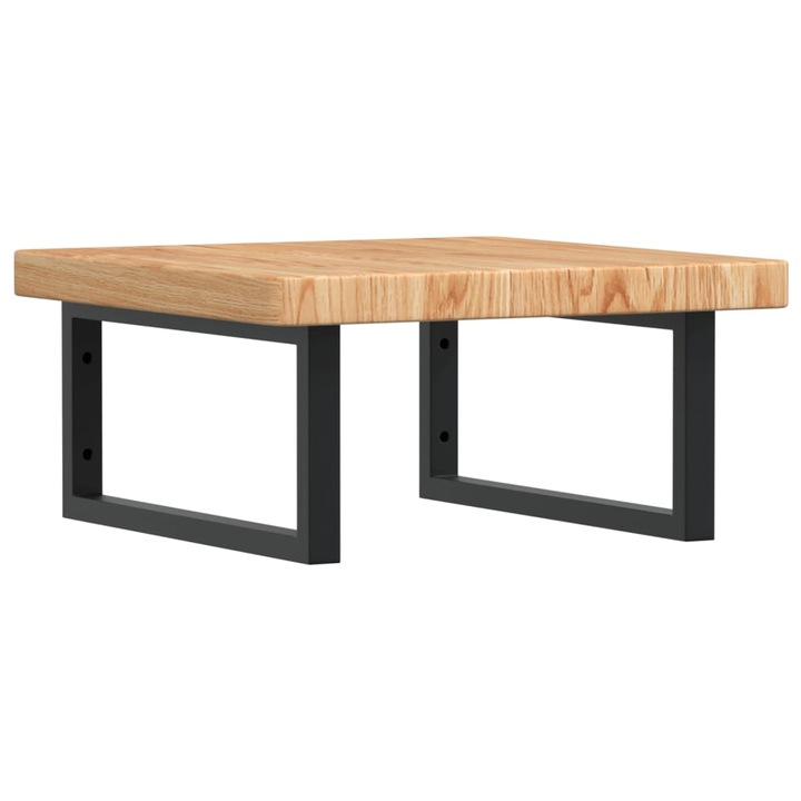 Raft pentru lavoar montat pe perete vidaXL, otel si lemn masiv stejar, 11.89 Kg, Dreptunghiular