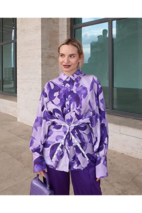 A Drop női ing, terjedelmes ujjú, absztrakt mintás, XS-es méret