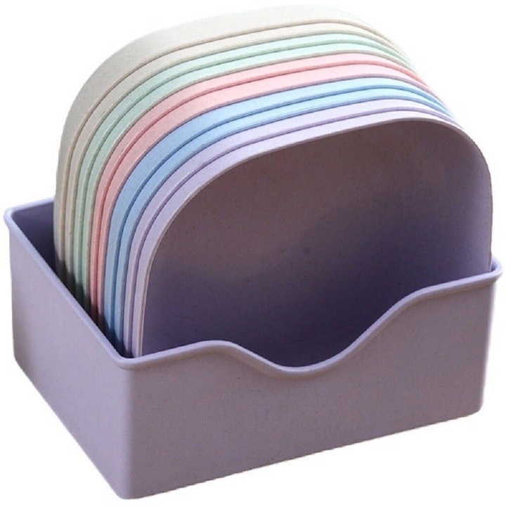 Set Platouri pentru Fructe si Gustari, 10 bucati, Multicolor, 13.5x13.5cm