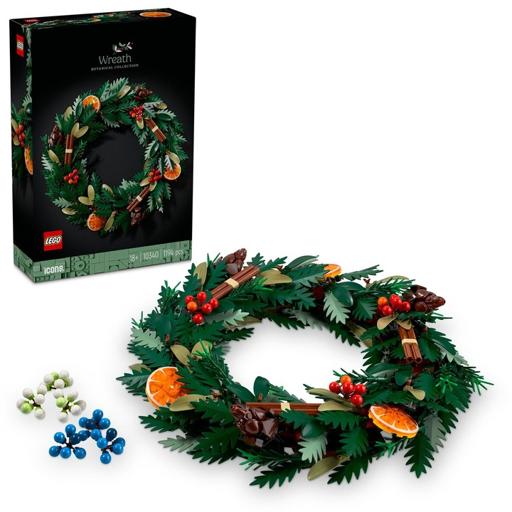 LEGO® Icons Creator Expert - Празничен венец 10340, 1194 части
