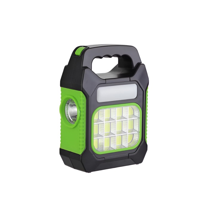 Многофункционално LED фенерче 10 W със соларен панел, USB, зелено/оранжево, Neo™