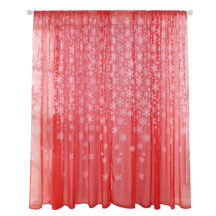 Piros hópelyhes mintás voile függöny 100x200cm