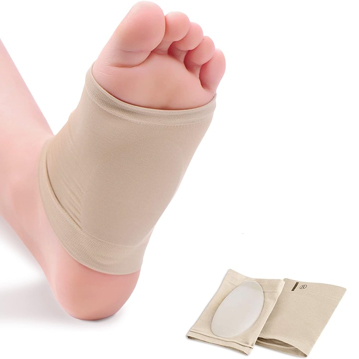 Set talonete ortopedice cu silicon gel pentru fasceita plantara si platfus, marime universala, SA&SO General Store®, Bej