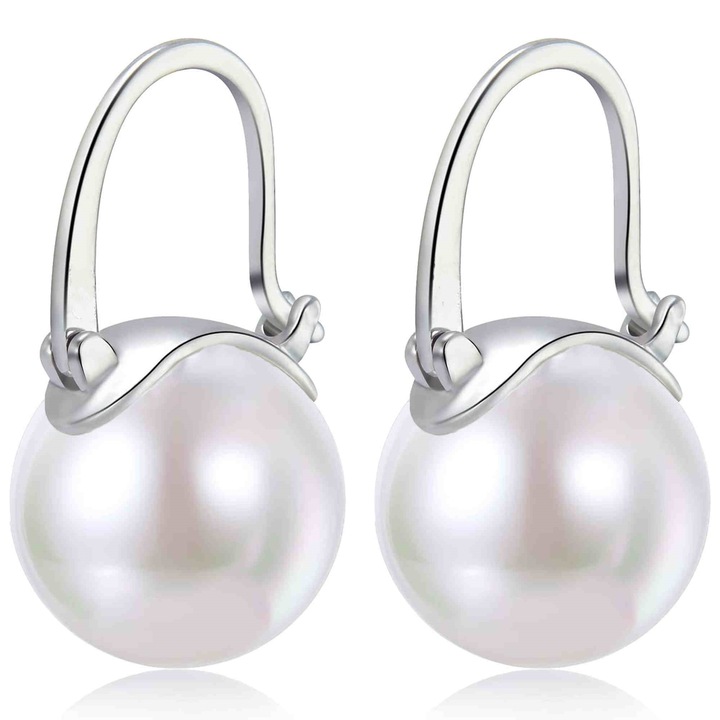 Cercei cu perla Akoya, HUGE TOMATO, alb