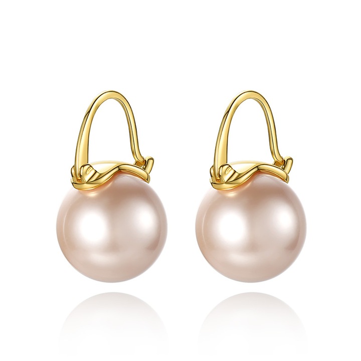 Cercei cu perla Akoya HUGE TOMATO, roz