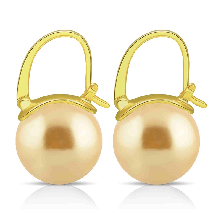 Cercei cu perla Akoya HUGE TOMATO, aurii, design ergonomic, 23x1.4cm