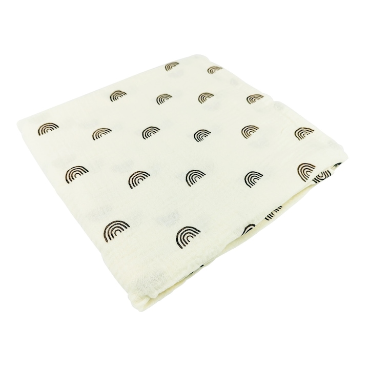 Prosop de baie pentru copii, 2 straturi de tifon de bumbac, Multifunctional, 100x100 cm, Curcubeu