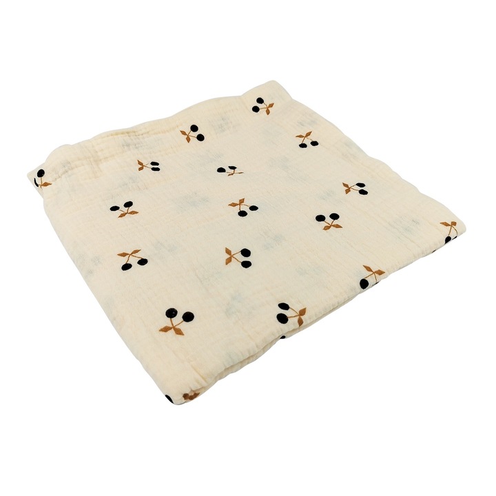 Prosop de baie pentru copii, 2 straturi de tifon de bumbac, Multifunctional, 100x100 cm, Cireasa