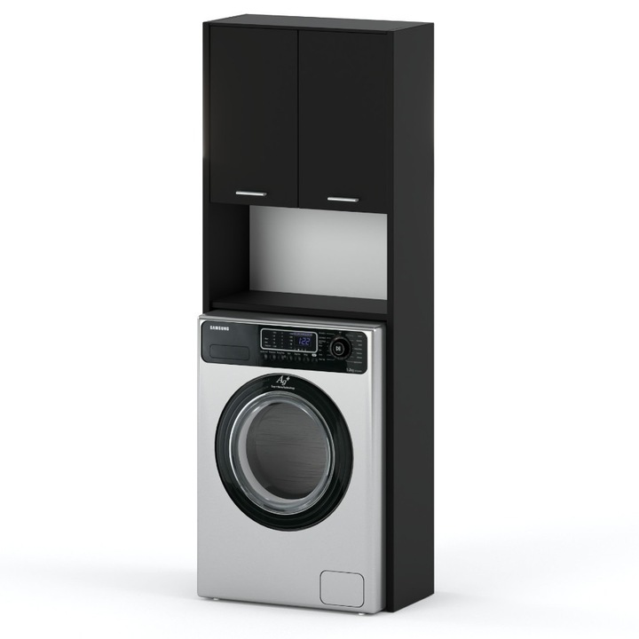 Dulap de baie elegant deasupra masinii de spalat Culoare Negru Mat