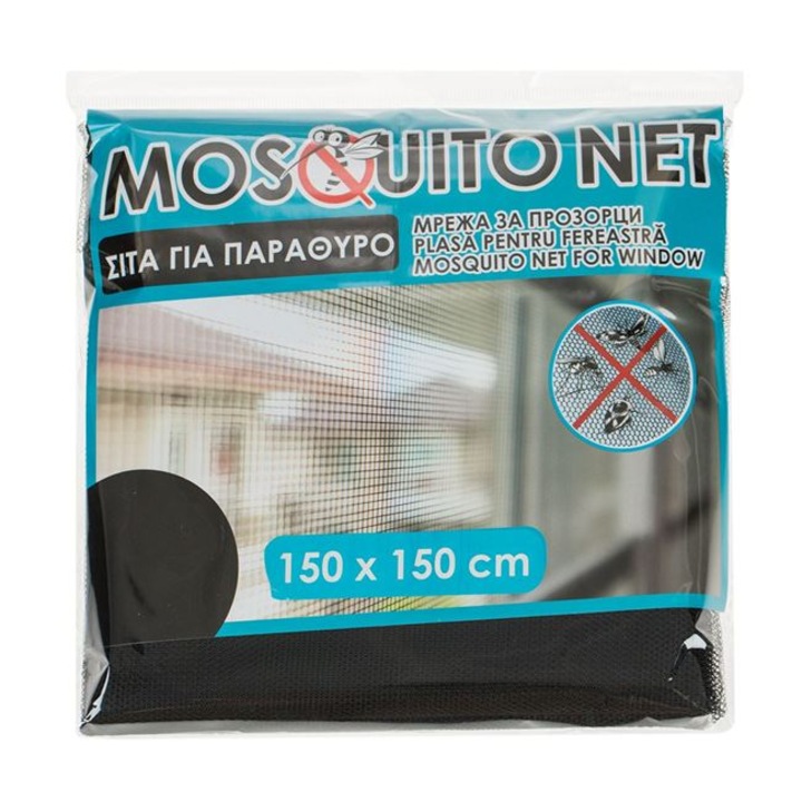 Fekete szúnyogháló szalaggal és késsel 1,5x1,8 m-es ablakhoz