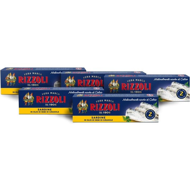Sardina in ulei de floarea soarelui ,Rizzoli, 2x120g x 5 buc