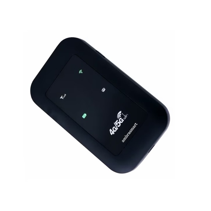 Безжичен рутер Rqiurpn, 4G LTE, връзка 8 устройства, 150Mbps, черен, 10x6x2,3 cm