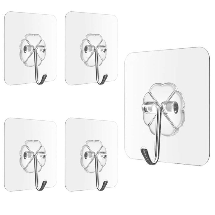 5 db Anmai készlet, nagyon erős öntapadó kampók ruhákhoz, kiegészítőkhöz, törölközőhöz, köntöshöz, rozsdamentes acél/PVC