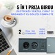 Priza incorporabila in blat, REMITEN, Birou, Bucatarie, Mobila, 2 prize Shucko, 2 Porturi USB si 1 Port C, Incarcator, 2A, Cu cablu de 1,8 metri lungime, Stecher European, Capac cu sina glisabil, 16A, 240V-2400W, Doza, Culoare Negru