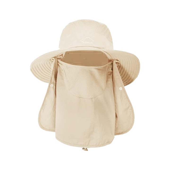 Sapca Unisex, 56 - 60 cm, Universala, Protectie multisolara, Tesatura de racire respirabila, Impermeabil, LEIISVK, Bej