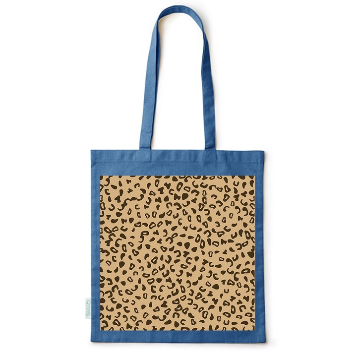 Go For It Shopper fazonú pamut táska mintával, Animal Printed Pattern, 38×42cm, Kék, AB-BDY83