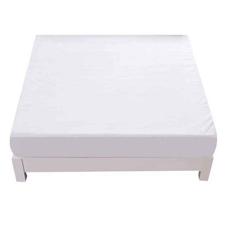 Husa saltea impermeabila 140x200 cm, BOMSTOM, anti-acarieni, respirabila, lavabila, membrana TPU, protectie premium, alb