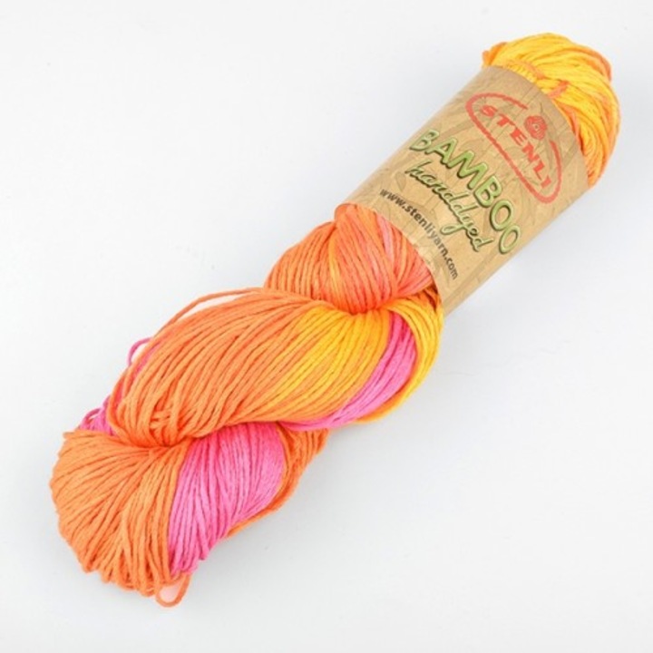 Set 2 buc fir textil Stenli Bamboo portocaliu cu roz - cod 186, 100g/250m