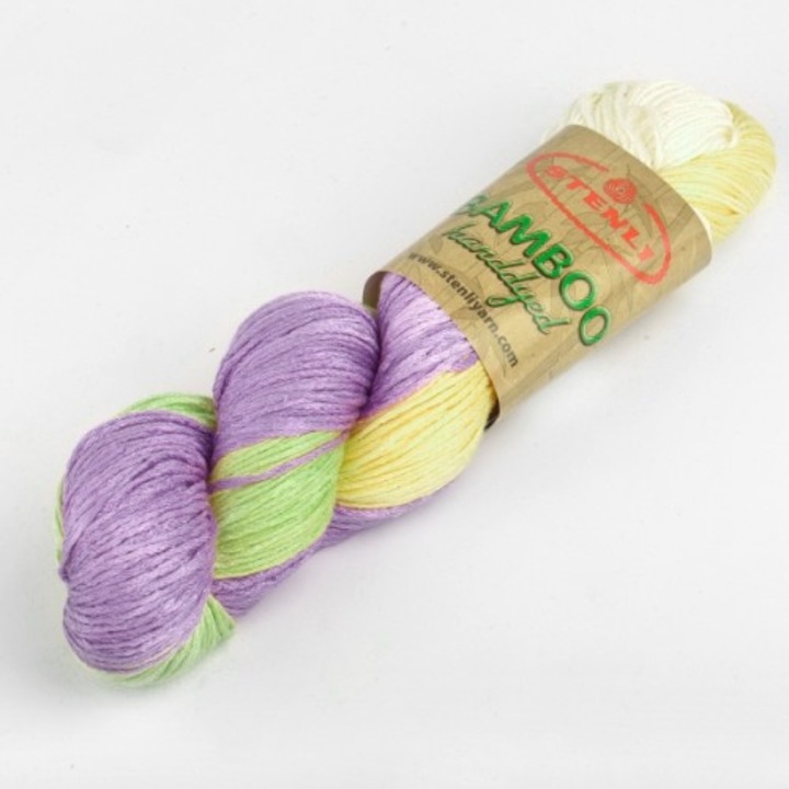 Set 2 buc fir textil Stenli Bamboo mov cu verde - cod 191, 100g/ 250m