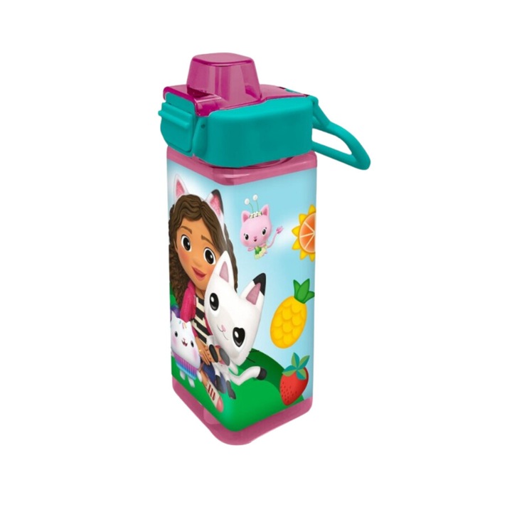 Sticla apa dreptunghiulara Gabby's Dollhouse 500 ml Roz