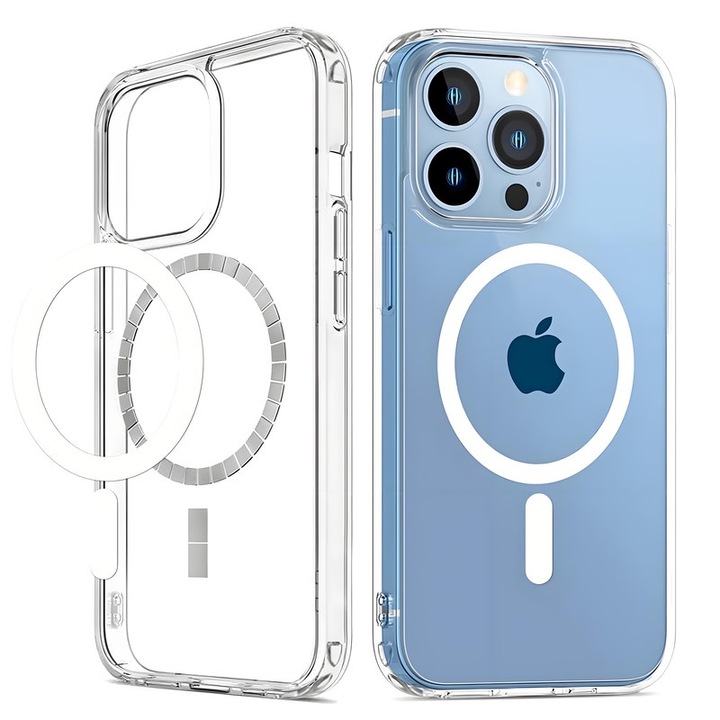Átlátszó telefontok, sárgulásgátló, MagSafe töltés, sarokvédelem, Apple iPhone 16Plus-hoz