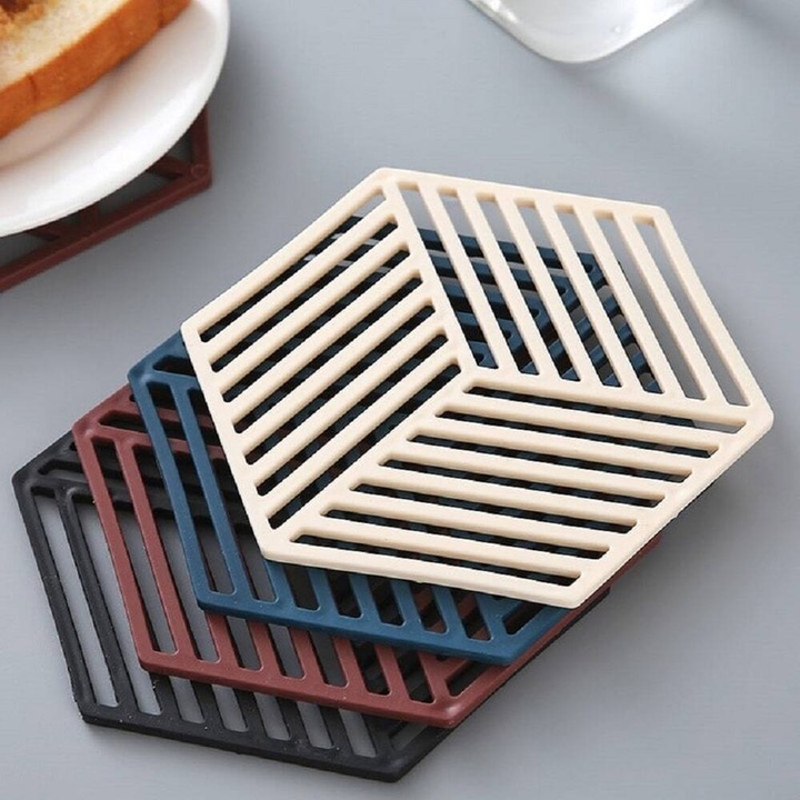 Set 4 Capace vase pentru gatit, anticaloric, design dungi goale, multicolor, 14x14cm