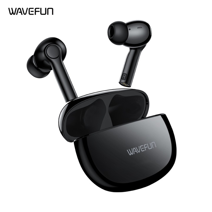 Casti Wireless WAVEFUN Star, Bass+ Tuning, ENC, Negru, 10mm
