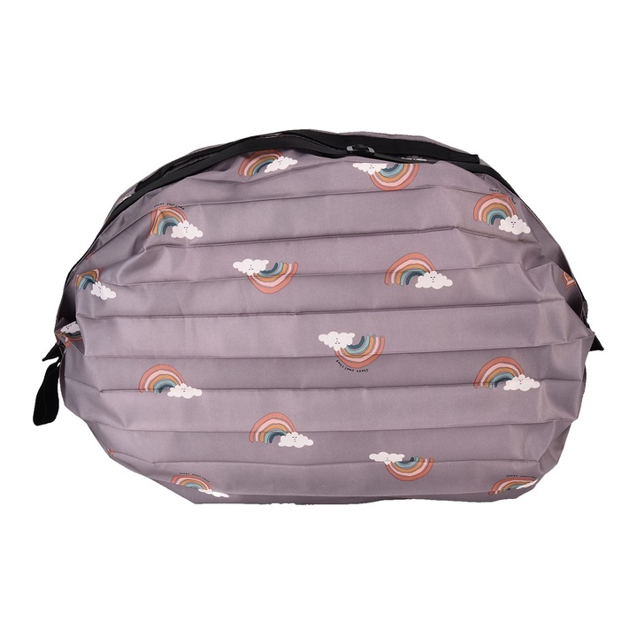 Bevásárlótáska, cipzáras, összecsukható, környezetbarát, 110g