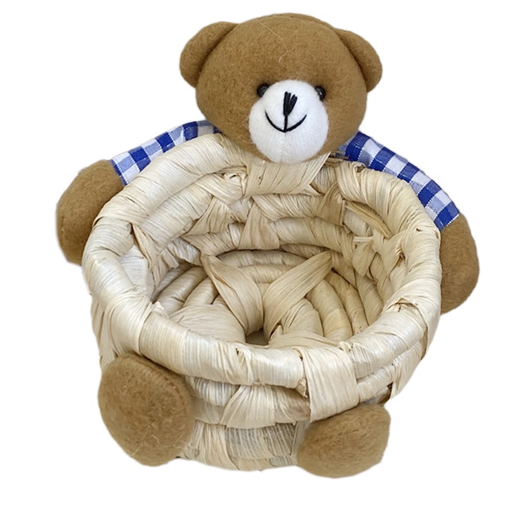 Кошница за мече, KkvoGmle, 10x6x8см, изработена от царевични листа, за офис или спалня