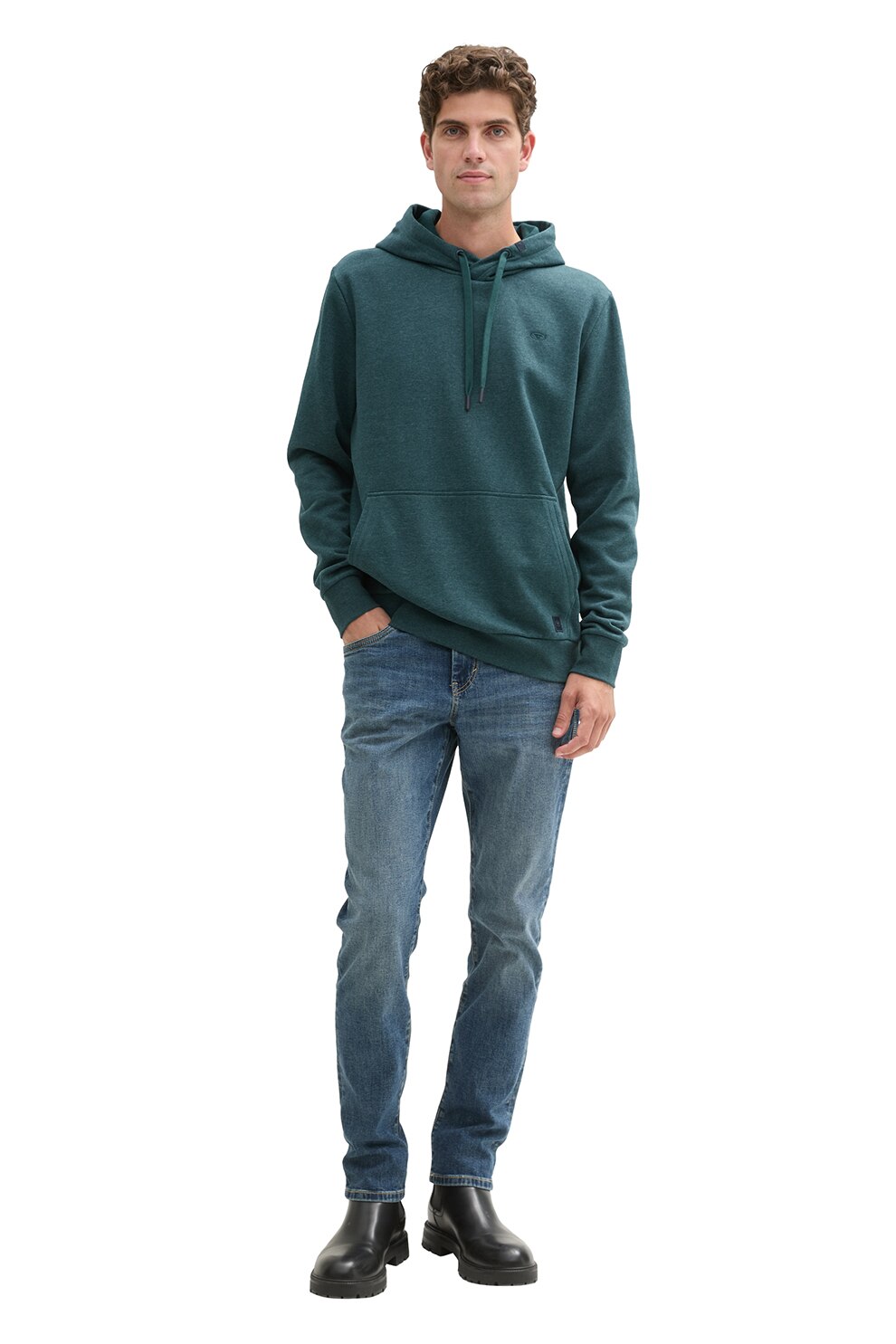 【a320_8390】✨♥ Tom Tailor, Hanorac cu snur de ajustare si buzunar kangaroo, Verde