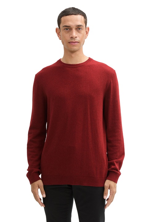 Tom Tailor, Pamut- és kasmírtartalmú pulóver, Téglavörös, S