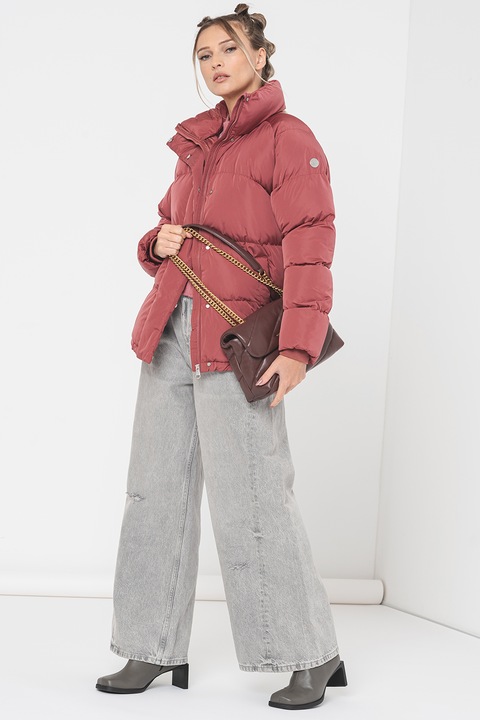 Superdry & Co, Зимно ватирано яке с висока яка, Тъмнорозов