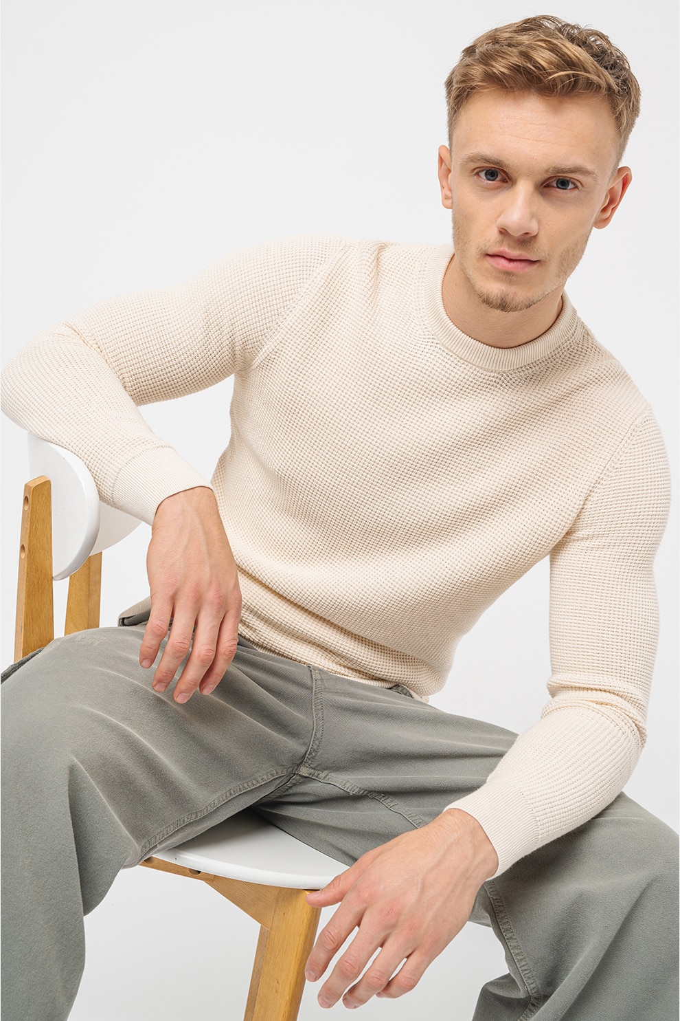 Superdry & Co, Pulover texturat cu decolteu la baza gatului