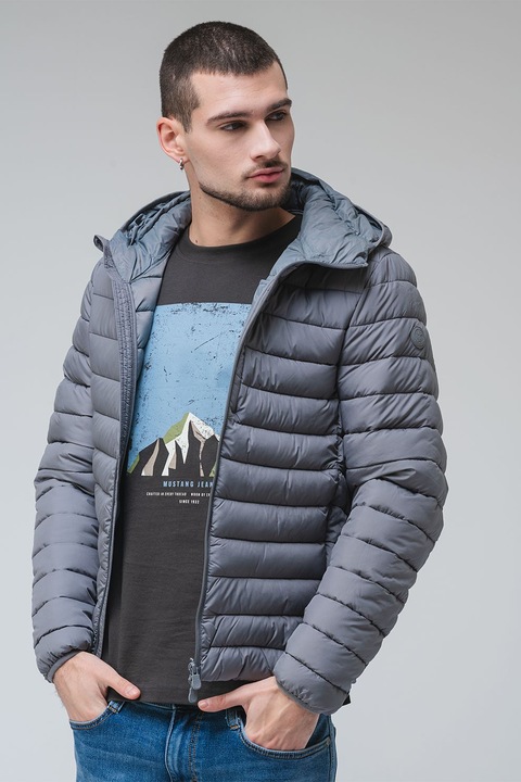 Save The Duck, Steppelt könnyű télikabát kapucnival, Szürke/Antracitszürke/Sötétszürke