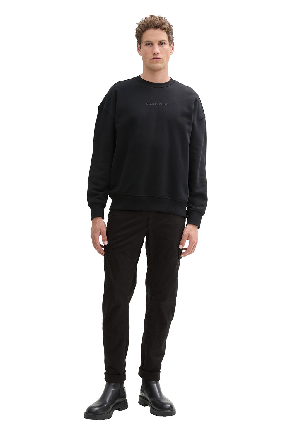 Tom Tailor, Pantaloni cargo conici regular fit, Negru, S