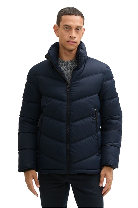 Tom Tailor, Geaca matlasata cu buzunare laterale cu fermoar, Bleumarin, S