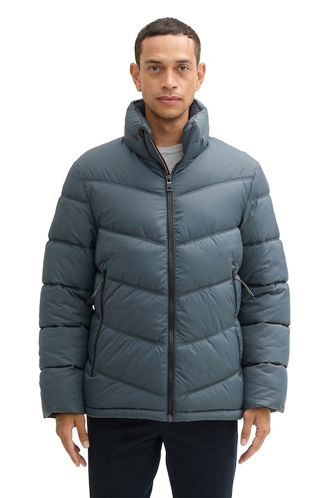 Tom Tailor, Geaca matlasata cu buzunare laterale cu fermoar, Albastru prafuit, S